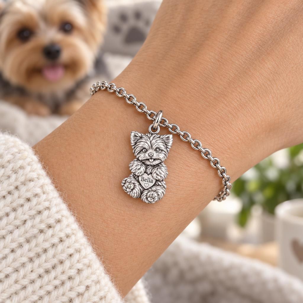 Heartfelt Fluffy Best Friend Charm Bracelet Set – worn / in use