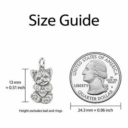 Heartfelt Fluffy Best Friend Charm Bracelet Set – size guide, 13 mm charm next to a quarter