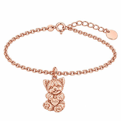 Heartfelt Fluffy Best Friend Charm Bracelet Set – rose gold, front view