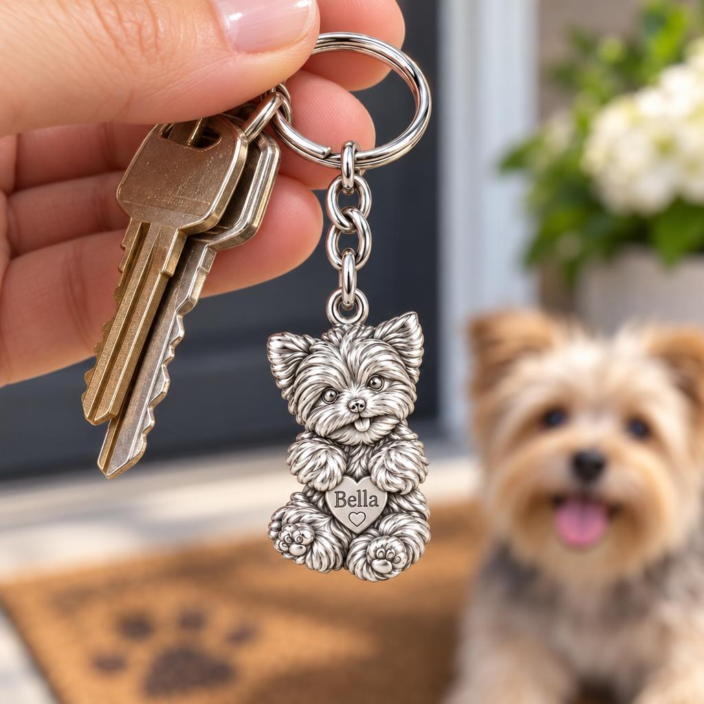 Heartfelt Fluffy Best Friend Charm Keychain – worn / in use