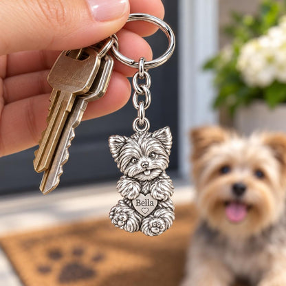 Heartfelt Fluffy Best Friend Charm Keychain – worn / in use