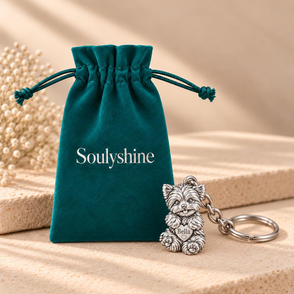 Heartfelt Fluffy Best Friend Charm Keychain – Soulyshine velvet gift pouch