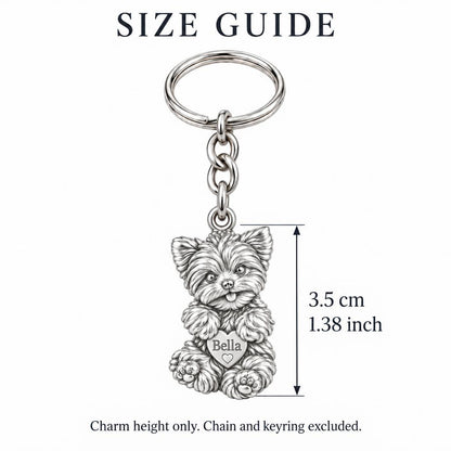 Heartfelt Fluffy Best Friend Charm Keychain – size guide, 3.5 cm (1.38 in) charm, chain and keyring excluded