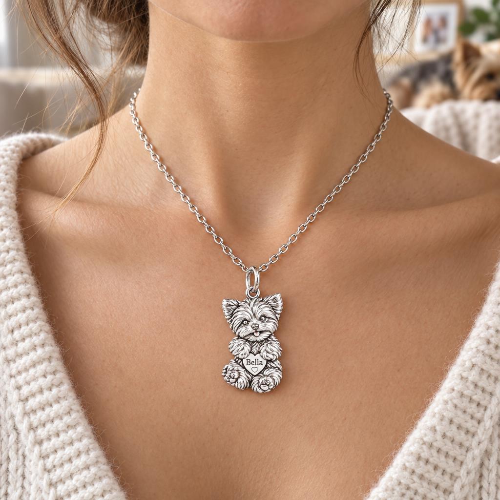 Heartfelt Fluffy Best Friend Charm Necklace Set – worn / in use