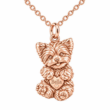 Heartfelt Fluffy Best Friend Charm Necklace Set – rose gold, front view
