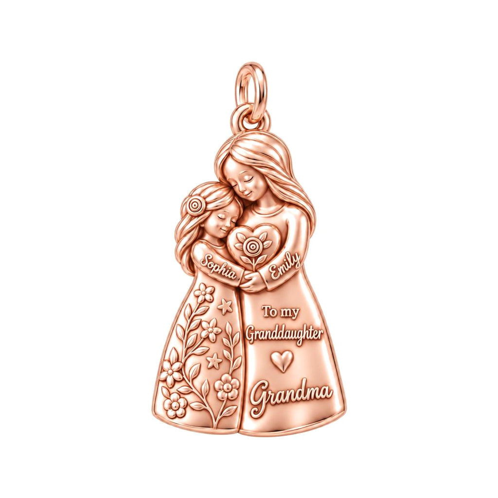 Heartfelt Huddle Charm Bracelet – Personalized Granddaughter Gift – rose gold charm, front view