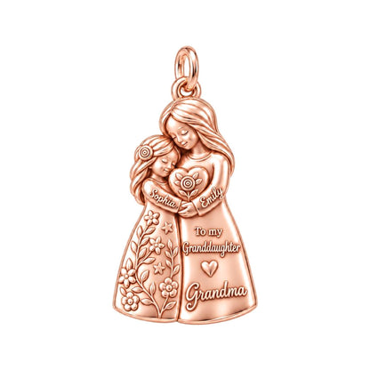 Heartfelt Huddle Charm Bracelet – Personalized Granddaughter Gift – rose gold charm, front view