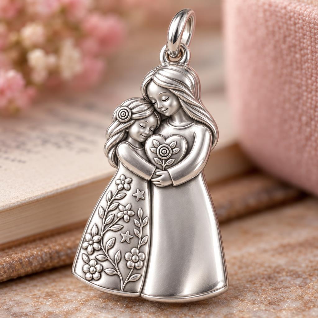 Heartfelt Huddle Charm Bracelet – Personalized Granddaughter Gift – macro detail of the charm
