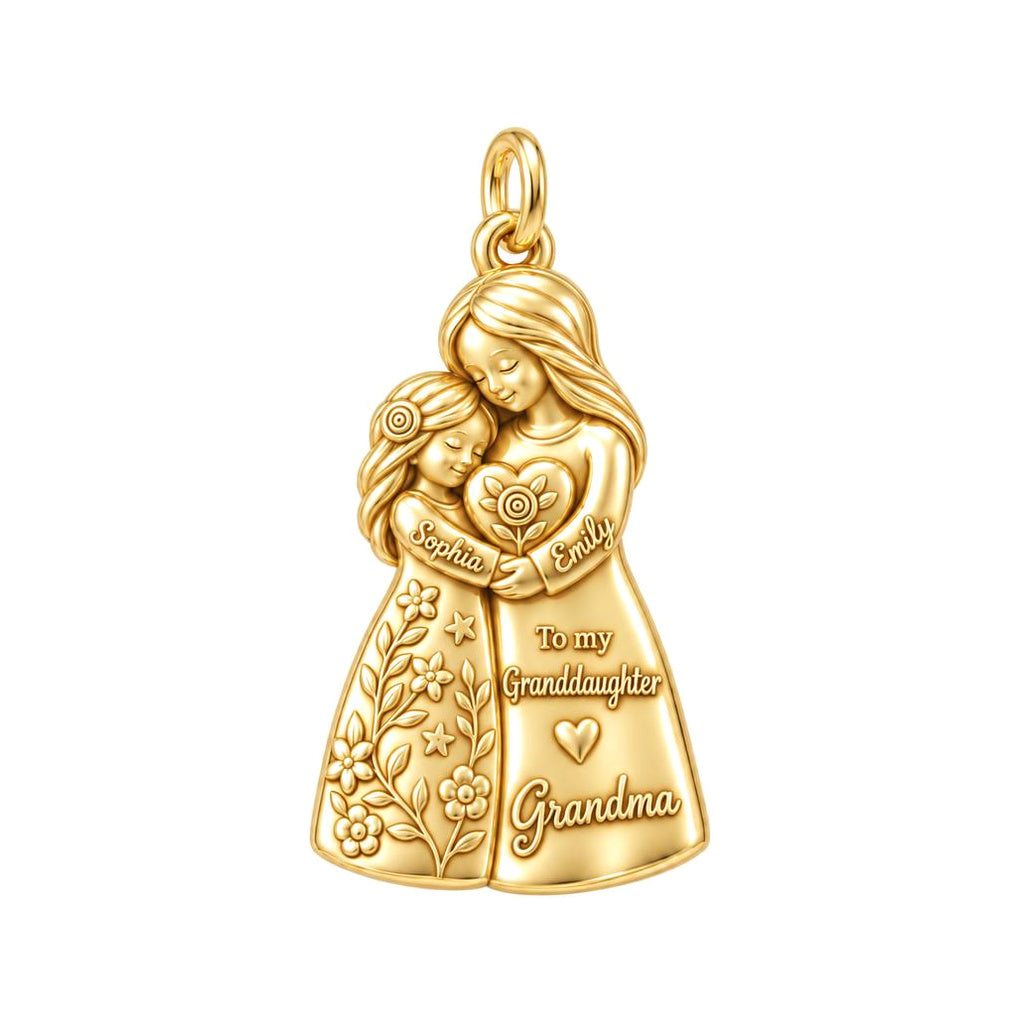 Heartfelt Huddle Charm Bracelet – Personalized Granddaughter Gift – 18K gold charm, front view