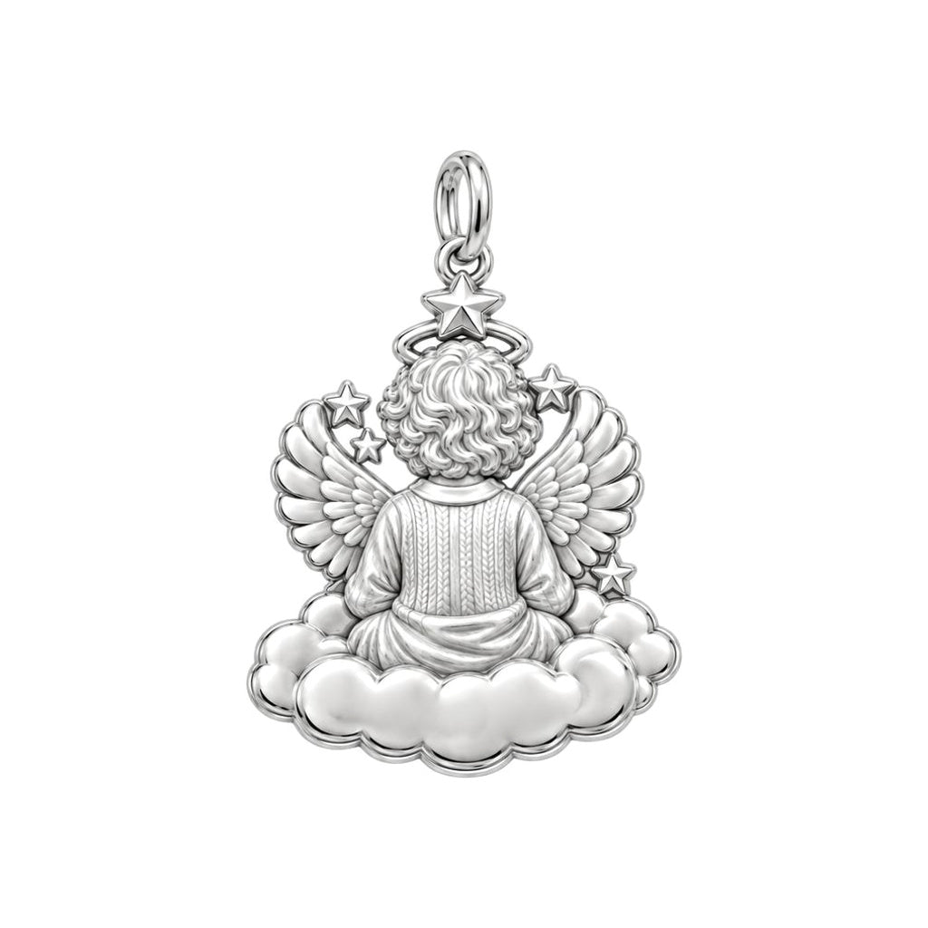 Heavenly Angel Portrait Charm Bracelet – Personalized Memorial Gift – back of the charm, engraving area