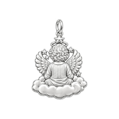 Heavenly Angel Portrait Charm Bracelet – Personalized Memorial Gift – back of the charm, engraving area