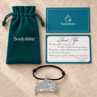Heavenly Bench Memorial Charm Bracelet – Personalized Memorial Gift – Soulyshine velvet pouch and gift card
