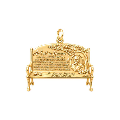 Heavenly Bench Memorial Charm Bracelet – Personalized Memorial Gift – 18K gold plated 3 cm charm, front view