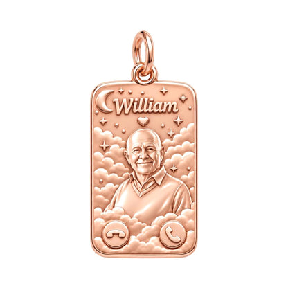 Heavenly Call Portrait Charm Bracelet – Personalized Memorial Gift – rose gold 2 cm charm, front view
