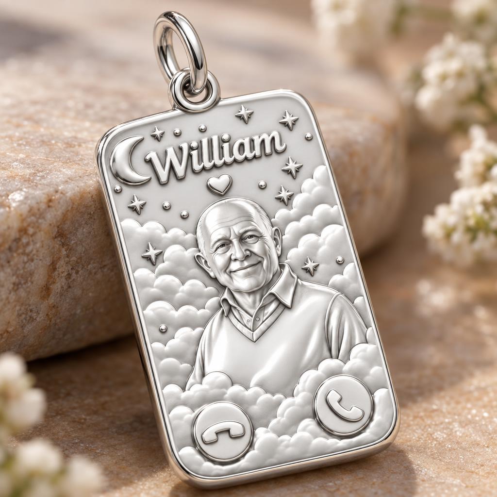 Heavenly Call Portrait Charm Bracelet – Personalized Memorial Gift – macro detail of the charm