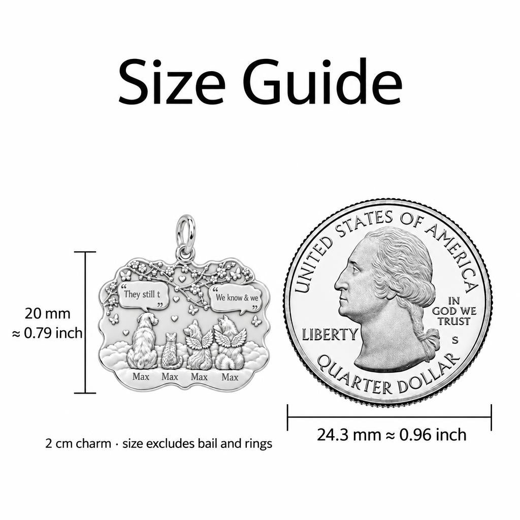 Heavenly Garden Reunion Charm Bracelet – Personalized Pet Gift – size guide, 2 cm charm next to a quarter