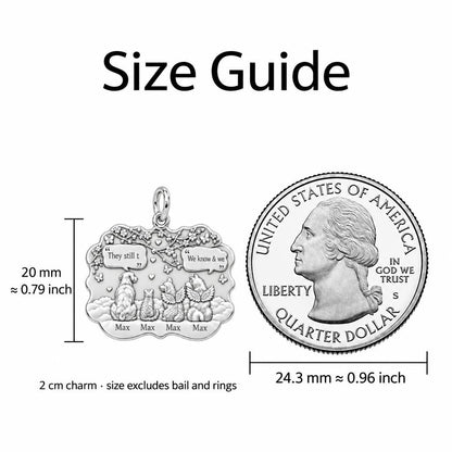 Heavenly Garden Reunion Charm Bracelet – Personalized Pet Gift – size guide, 2 cm charm next to a quarter