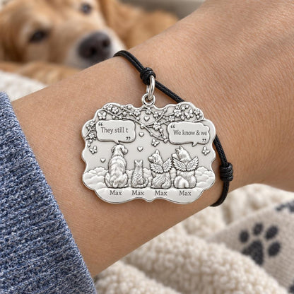 Heavenly Garden Reunion Charm Bracelet – Personalized Pet Gift – worn on the wrist on a black cord bracelet