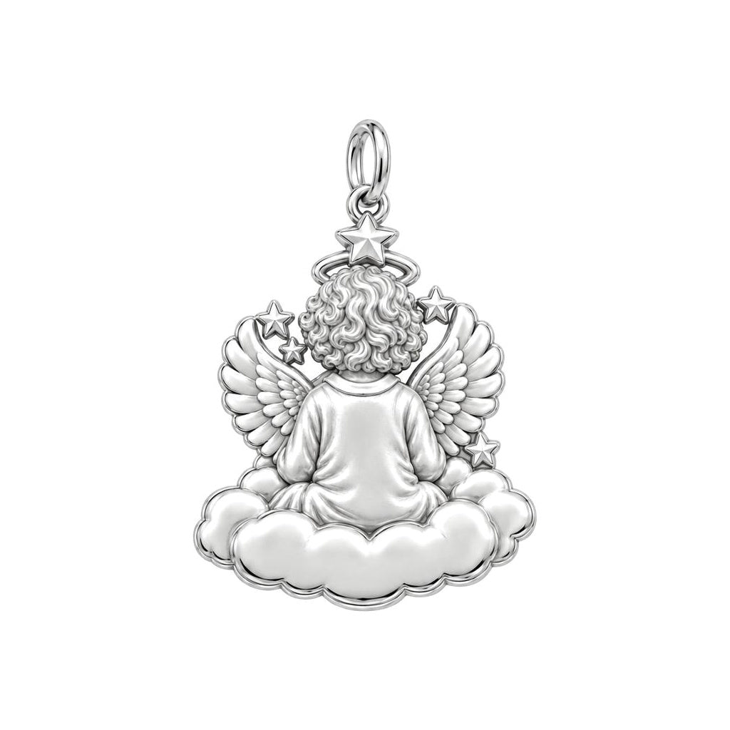 Heavenly Guardian Angel Charm Bracelet – Personalized Memorial Gift – back of the charm, engraving area