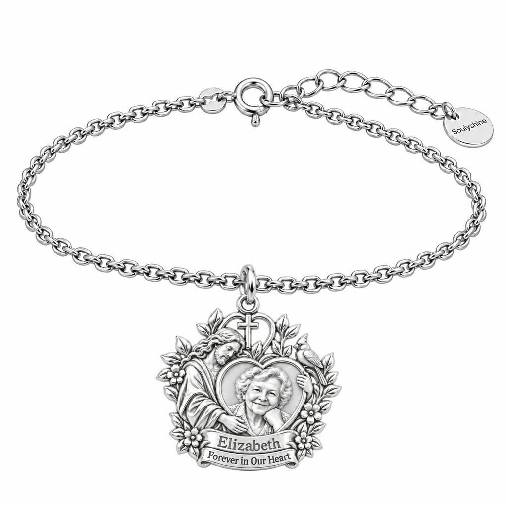 Heavenly Guardian Portrait Charm Bracelet Set – silver, front view
