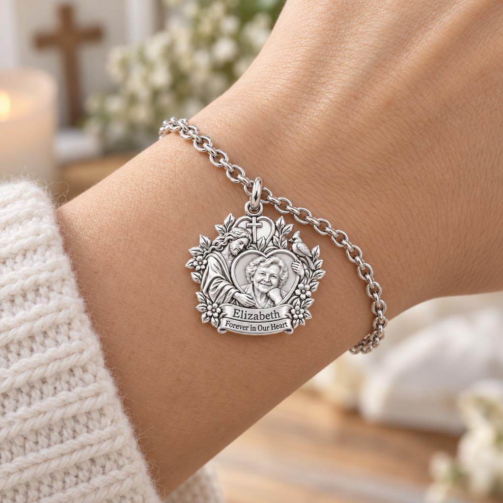Heavenly Guardian Portrait Charm Bracelet Set – worn / in use