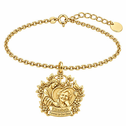 Heavenly Guardian Portrait Charm Bracelet Set – 18K gold, front view