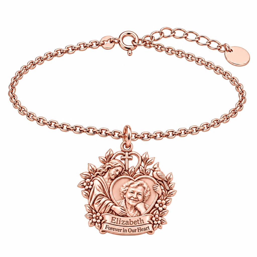 Heavenly Guardian Portrait Charm Bracelet Set – rose gold, front view