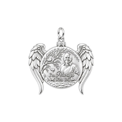 Heavenly Guardian Wings Charm Bracelet – Personalized Memorial Gift – silver plated 2 cm charm, front view