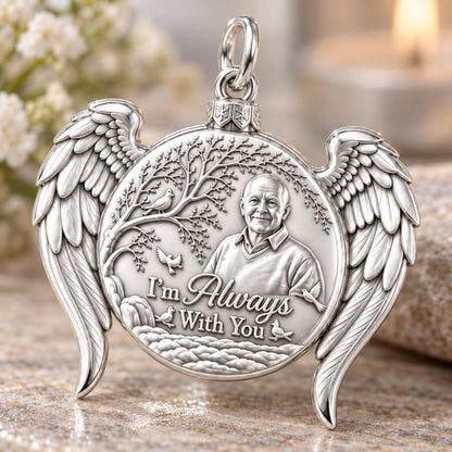 Heavenly Guardian Wings Charm Bracelet – Personalized Memorial Gift – macro detail of the charm