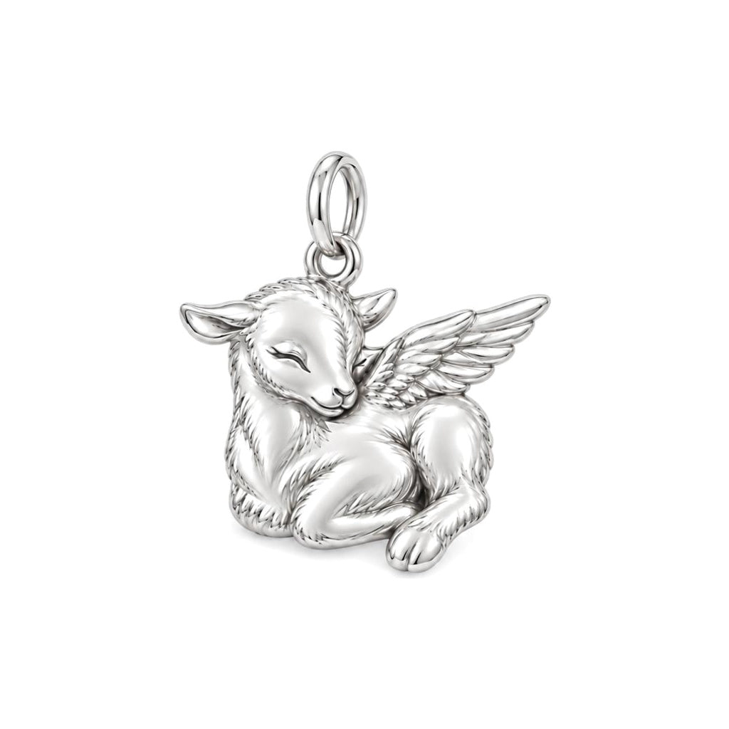Heavenly Little Lamb Charm Bracelet – Personalized Mom Gift – silver charm, front view
