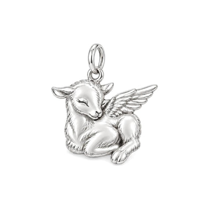 Heavenly Little Lamb Charm Bracelet – Personalized Mom Gift – silver charm, front view