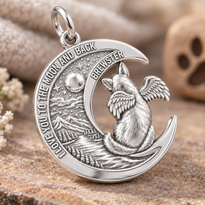 Heavenly Moon Guardian Charm Bracelet – Personalized Dog Mom Gift – macro detail of the charm