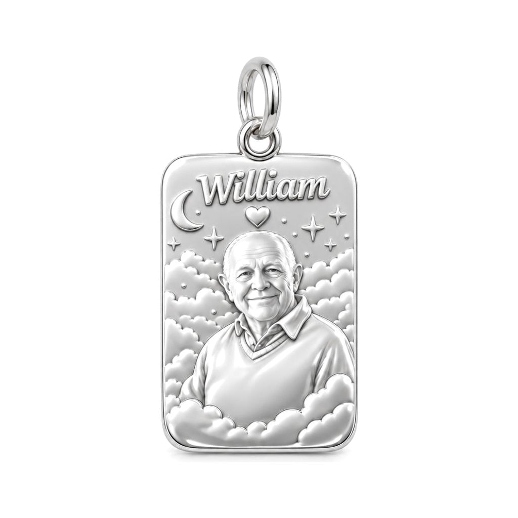 Heavenly Starry Night Charm Bracelet – Personalized Memorial Gift – silver plated 3 cm charm, front view
