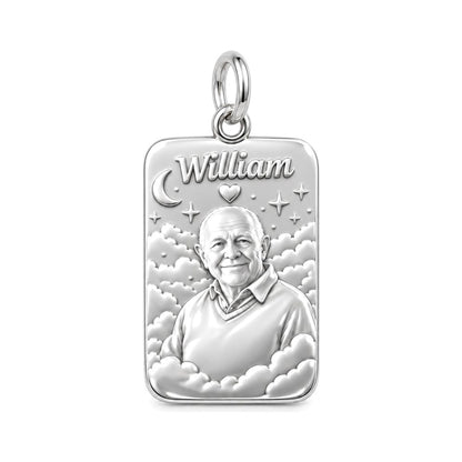 Heavenly Starry Night Charm Bracelet – Personalized Memorial Gift – silver plated 3 cm charm, front view