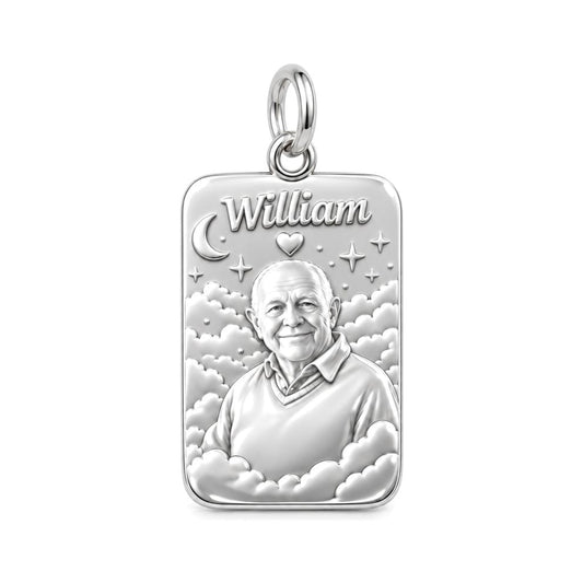 Heavenly Starry Night Charm Bracelet – Personalized Memorial Gift – silver plated 3 cm charm, front view
