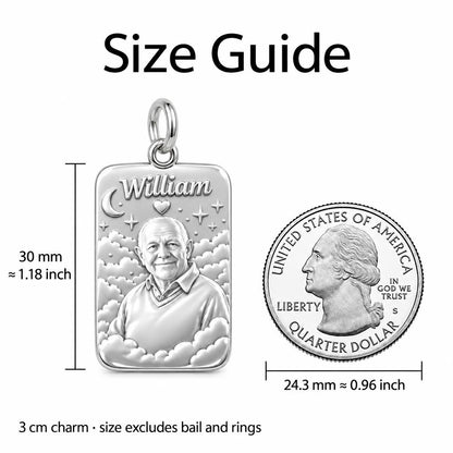 Heavenly Starry Night Charm Bracelet – Personalized Memorial Gift – size guide, 3 cm charm next to a quarter