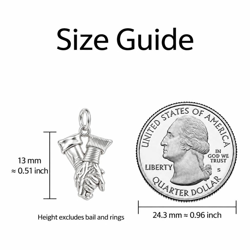 Held Together Charm Bracelet – Personalized Couple Gift – size guide, 13 mm charm next to a quarter