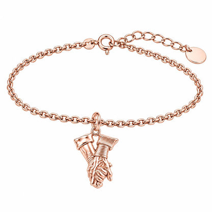 Held Together Custom Hand Charm Bracelet Set – rose gold, front view