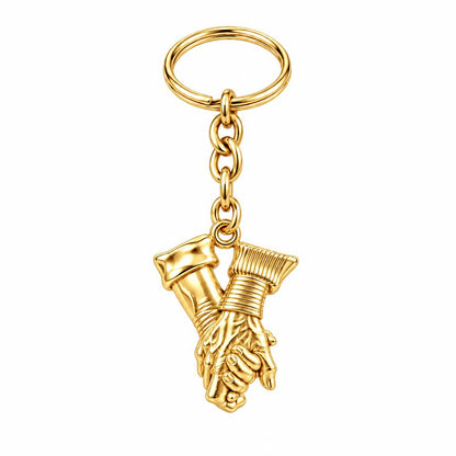 Held Together Custom Hand Charm Keychain – 18K gold, front view