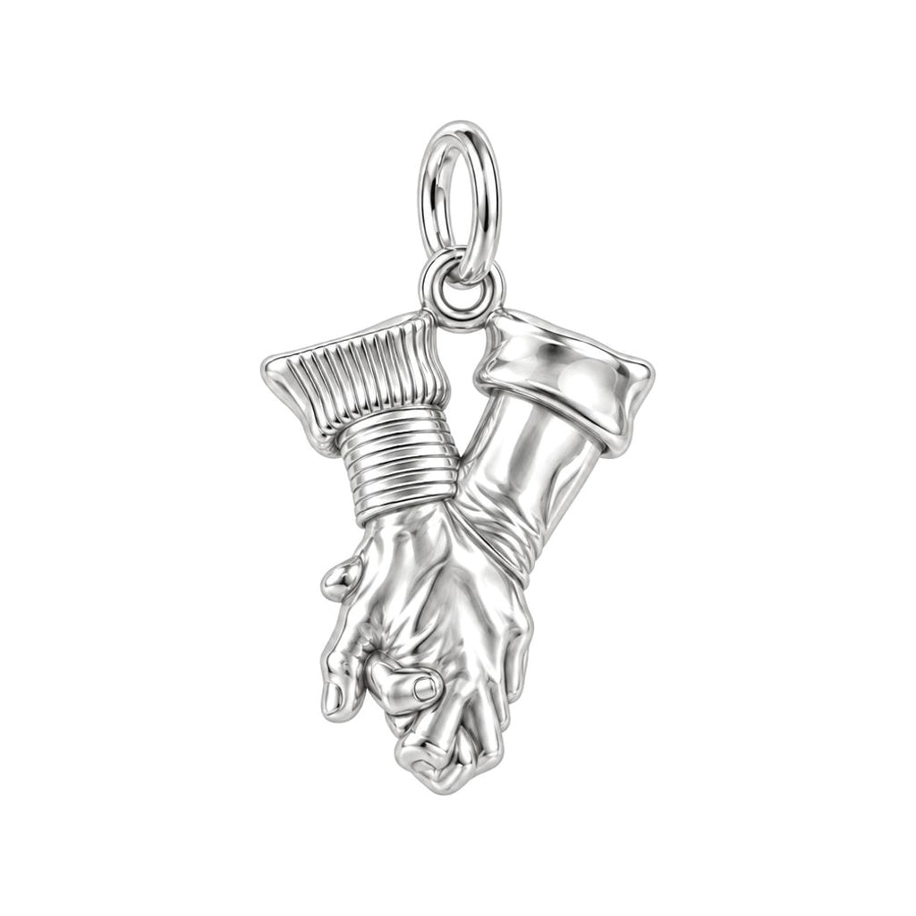 Held Together Custom Hand Huggie Charm Earrings – back of the charm, engraving area