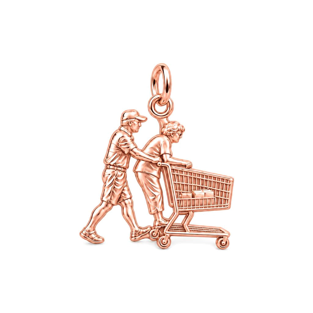 Helping Hand Shopping Charm Bracelet – Personalized Caregiver Gift – rose gold charm, front view