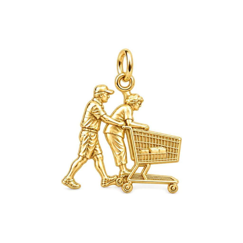 Helping Hand Shopping Charm Bracelet – Personalized Caregiver Gift – 18K gold charm, front view