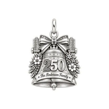 Heritage Anniversary Bell Charm Bracelet – Personalized Family Gift – silver charm, front view