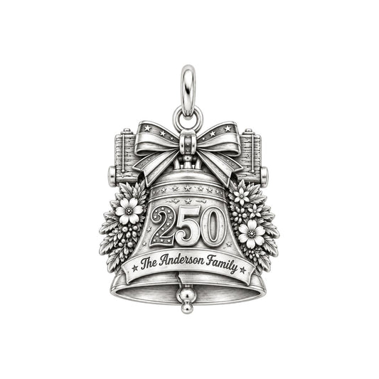 Heritage Anniversary Bell Charm Bracelet – Personalized Family Gift – silver charm, front view