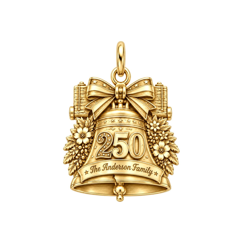 Heritage Anniversary Bell Charm Bracelet – Personalized Family Gift – 18K gold charm, front view