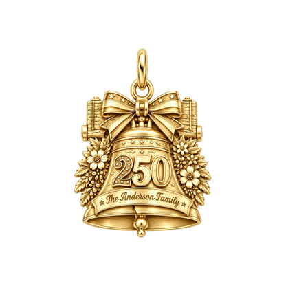 Heritage Anniversary Bell Charm Bracelet – Personalized Family Gift – 18K gold charm, front view