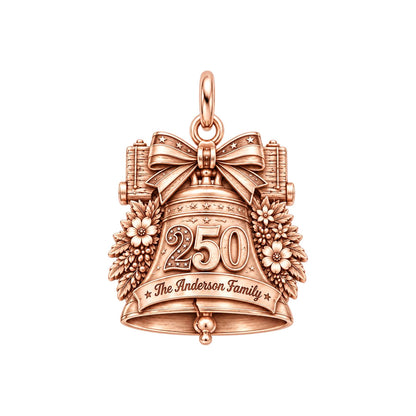 Heritage Anniversary Bell Charm Bracelet – Personalized Family Gift – rose gold charm, front view