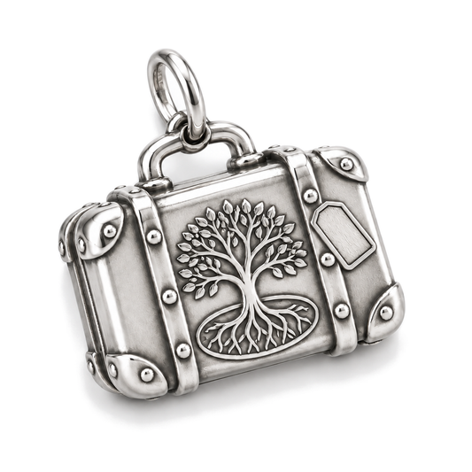 Heritage Journey Suitcase Charm — Silver Super Macro | charm-topics-remaining-444-2026-09-14 | topic-275