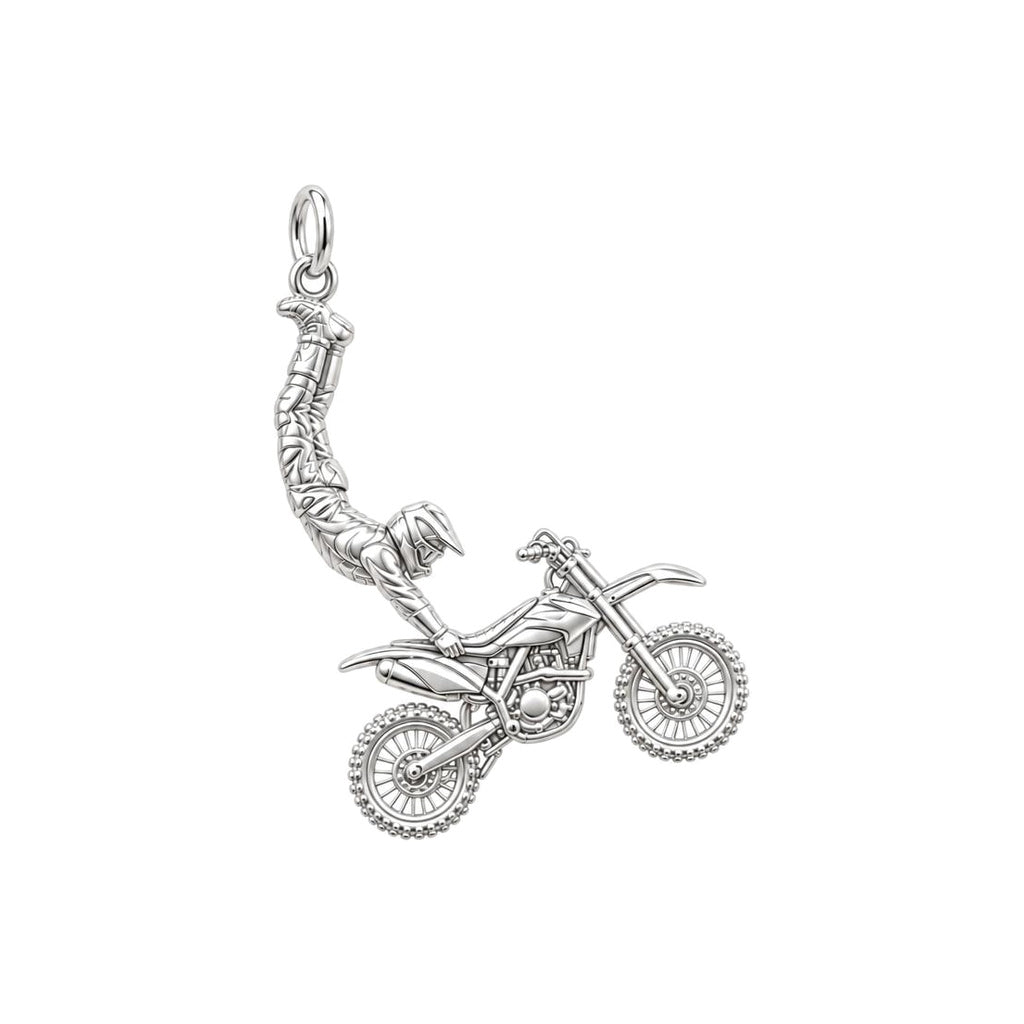 Hero MotoSports Charm Bracelet – Personalized Son Gift – silver charm, front view