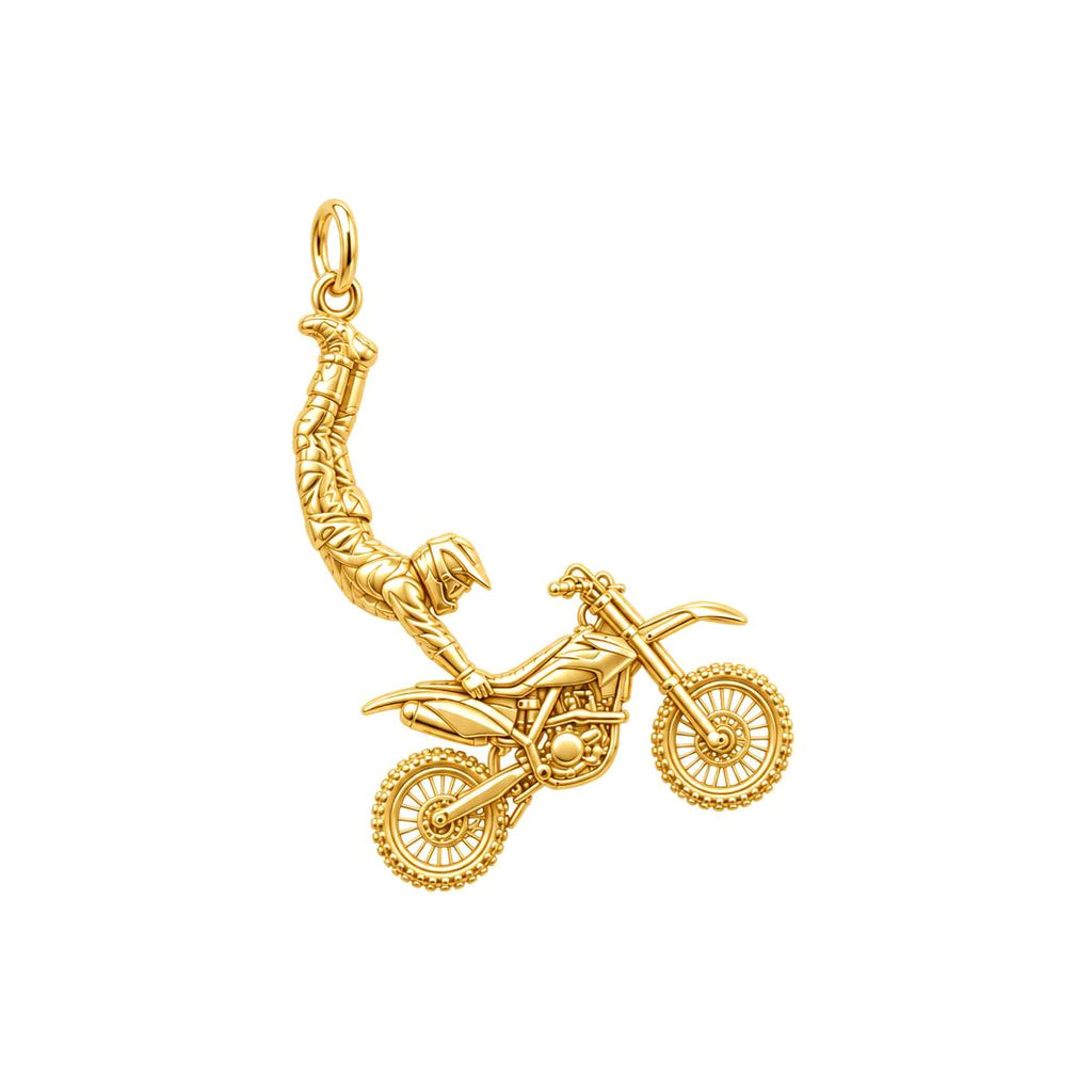 Hero MotoSports Charm Bracelet – Personalized Son Gift – 18K gold charm, front view
